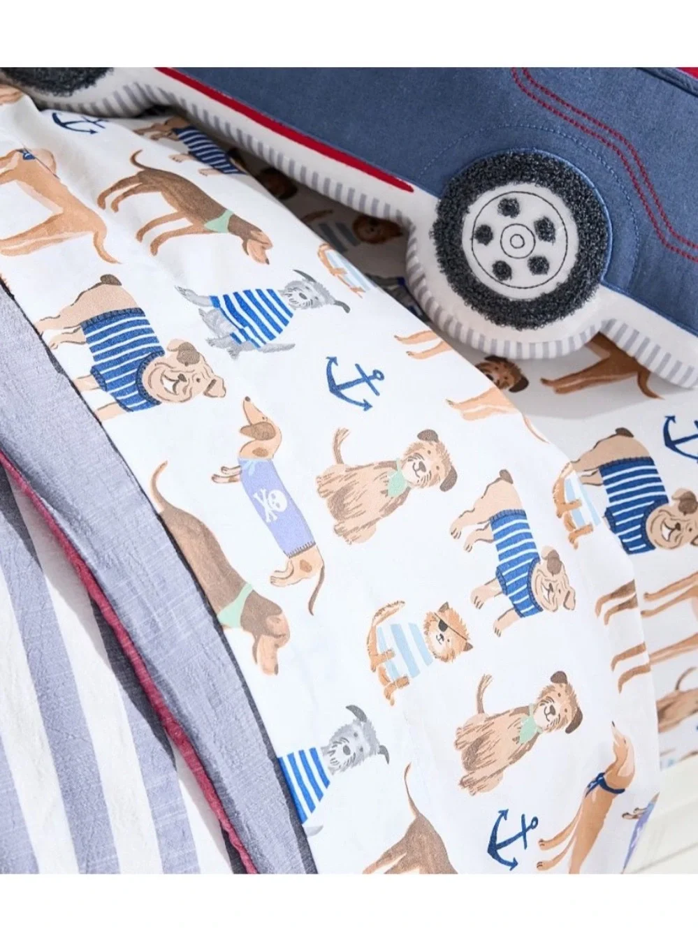 Pottery Barn Kids Chambray Salty Dog Organic Cotton Sheet Set, sz Full